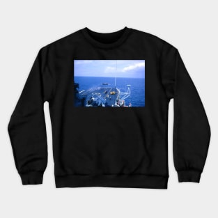 Sea Vixen fighter jet taking off from on board HMS Hermes in 1969 Crewneck Sweatshirt